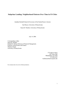 Subprime Lending: Neighborhood Patterns Over Time in US Cities