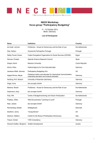 NECE Workshop focus group &#34;Participatory Budgeting&#34;  List of Participants