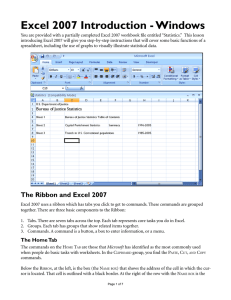 Excel 2007 Introduction - Windows