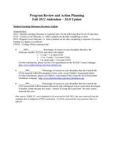 Program Review and Action Planning 2012 Addendum – SLO Update