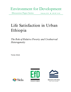 Environment for Development Life Satisfaction in Urban Ethiop ia