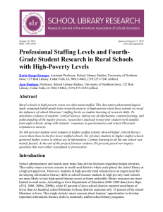 Professional Staffing Levels and Fourth- Grade Student Research in Rural Schools