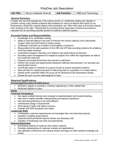PolyOne Job Description Job Title: Job Function: General Summary