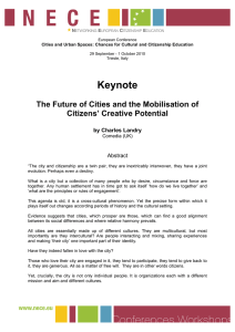 Keynote The Future of Cities and the Mobilisation of Citizens’ Creative Potential