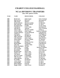 CHABOT COLLEGE BASEBALL NCAA DIVISION I TRANSFERS