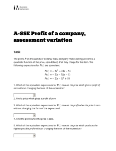 A-SSE Profit of a company, assessment variation Task P