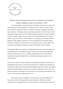 Statement from the meeting of the Executive Committee of The... Council of Religious Leaders, Oslo February 6. 2006