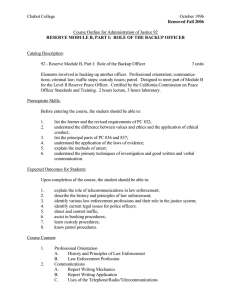Chabot College October 1996  Course Outline for Administration of Justice 92