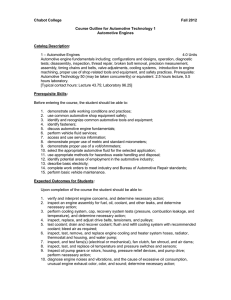 Chabot College Fall 2012 Course Outline for Automotive Technology 1