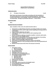 Chabot College  Fall, 2002 Course Outline for Business 1A