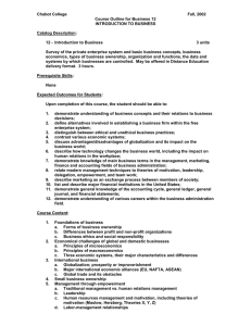 Chabot College  Fall, 2002 Course Outline for Business 12
