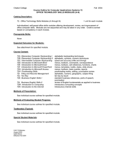 Chabot College Fall  2004  Course Outline for Computer Applications Systems 72