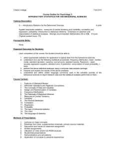 Chabot College Fall 2010 Course Outline for Psychology 5