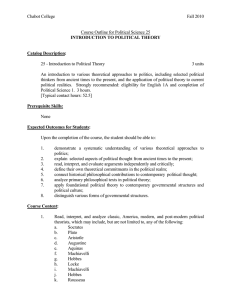 Chabot College Fall 2010  Course Outline for Political Science 25