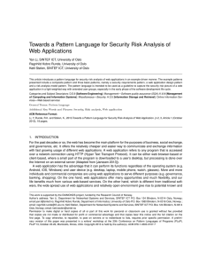 Towards a Pattern Language for Security Risk Analysis of Web Applications
