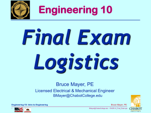 Final Exam Logistics Engineering 10 Bruce Mayer, PE