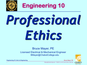 Professional Ethics Engineering 10 Bruce Mayer, PE
