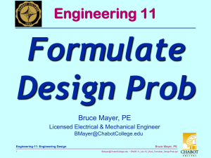 Formulate Design Prob Engineering 11 Bruce Mayer, PE