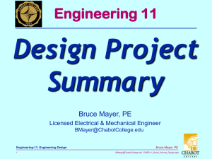 Design Project Summary Engineering 11 Bruce Mayer, PE