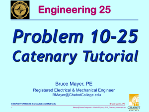 Problem 10-25 Catenary Tutorial Engineering 25 Bruce Mayer, PE