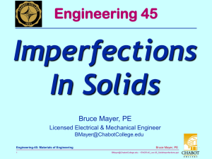Imperfections In Solids Engineering 45 Bruce Mayer, PE
