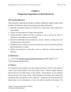 Chapter 6 Temperature Dependence of Metal Resistivity 6.0 Learning Objectives