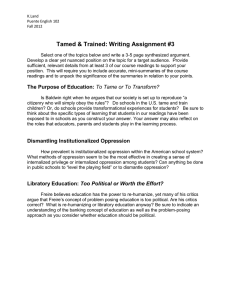 Tamed &amp; Trained: Writing Assignment #3