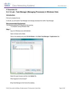 5.3.1.6 Lab - Task Manager (Managing Processes) in Windows Vista Introduction