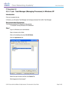 5.3.1.7 Lab - Task Manager (Managing Processes) in Windows XP Introduction