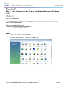 5.3.2.21 Lab - Managing Device Drivers with Device Manager in... Vista Introduction IT Essentials 5.0