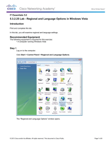 5.3.2.25 Lab - Regional and Language Options in Windows Vista Introduction