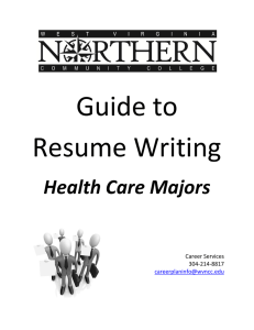 Guide to Resume Writing  Health Care Majors