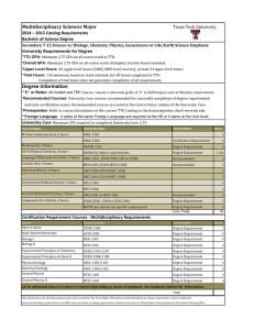 Multidisciplinary Sciences Major Texas Tech University 2014 – 2015 Catalog Requirements