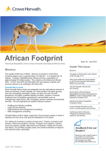 African Footprint Crowe Horwath Inside This Issue: Morocco