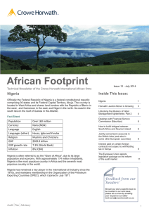 African Footprint Crowe Horwath Inside This Issue: Nigeria