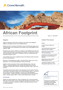 African Footprint Crowe Horwath Inside This Issue: Algeria