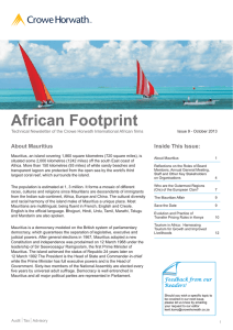 African Footprint Crowe Horwath Inside This Issue: About Mauritius