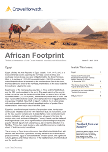 African Footprint Crowe Horwath Inside This Issue: Egypt