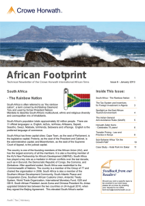 African Footprint Crowe Horwath Inside This Issue: South Africa