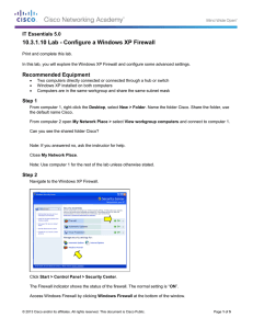 10.3.1.10 Lab - Configure a Windows XP Firewall IT Essentials 5.0