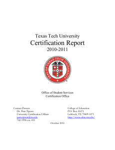 Certification Report  Texas Tech University 2010-2011