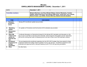 Minutes – December 1, 2011 ENROLLMENTS MANAGEMENT COUNIL