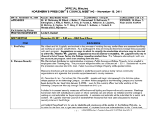 OFFICIAL Minutes NORTHERN’S PRESIDENT’S COUNCIL MEETING – November 15, 2011