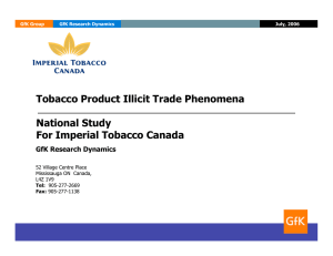 Tobacco Product Illicit Trade Phenomena National Study For Imperial Tobacco Canada