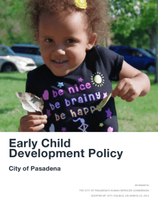 Early Child Development Policy City of Pasadena