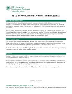 IS CO-OP PARTICIPATION &amp; COMPLETION PROCEDURES