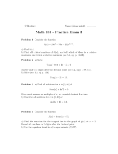Math 181 - Practice Exam 3