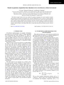 Bound on quantum computation time: Quantum error correction in a... E. Novais, Eduardo R. Mucciolo, and Harold U. Baranger