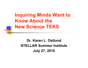 Inquiring Minds Want to Know About the New Science TEKS