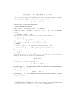 MATH 267 Use of MATLAB to solve ODEs